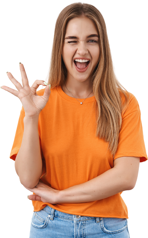 Young Woman Doing Okay Hand Gesture